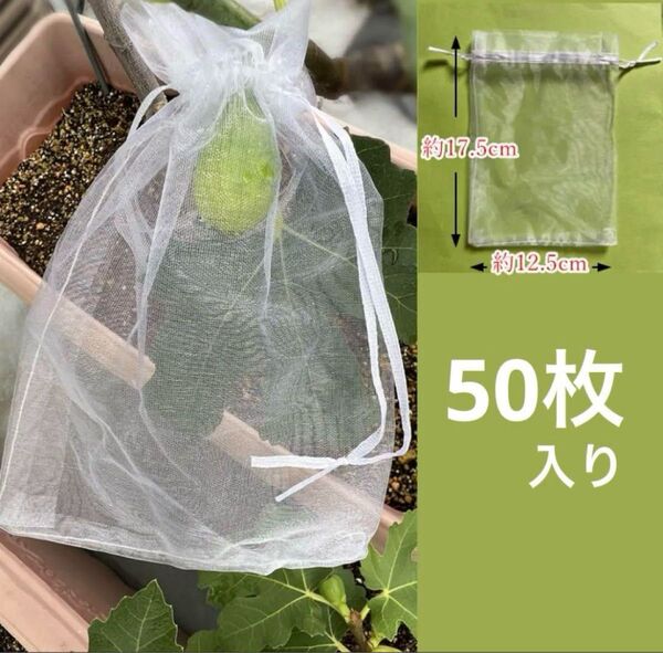 いちじく、梨、桃、林檎、みかんなど用果実袋防虫 保護ネット 通気性 鳥よけ 虫よけ カラス対策 害虫鳥避け 50枚入り