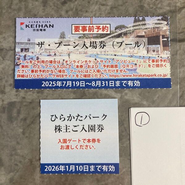 ①ひらかたパーク入園券&プール入場券1名分