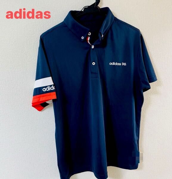 adidas ゴルフ ポロシャツ ネイビー OT トリコロール 半袖ポロシャツ ゴルフウェア