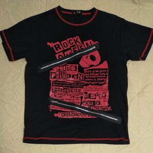 ロックTシャツ ジッパーデザイン プリントTシャツ 古着