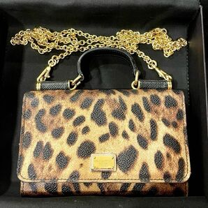 美品 箱付き 元値約90,000円 DOLCE&GABBANA アニマル柄 チェーン付きショルダー ウォレット