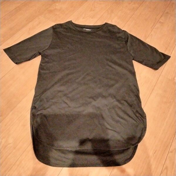 OPAQUE.CLIP オペークドットクリップ mercerized cotton 五分袖 カットソー 38 M ブラック 黒