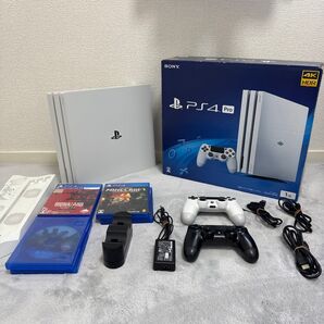 PS4 Pro 7200B ホワイト 1TB SSD 換装済み ソフト6点 すぐに遊べるセット コントローラー バッテリー交換済み