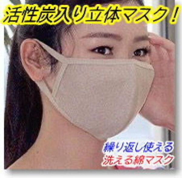 布マスク 10枚 ベージュ 女性 小顔 学生 活性炭 pm2.5 繰り返し洗って使える 風邪予防 花粉予防 活性炭入りマスク
