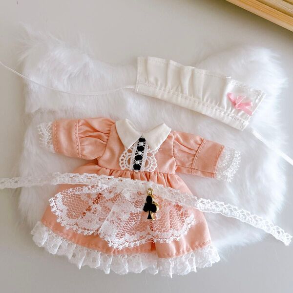 ★オビツ11 ねんどろいどどーる 服 3点セット ワンピース エプロン ピンク