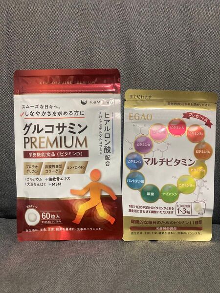 グルコサミン PREMIUM プロテオグリカン コンドロイチン ヒアルロン酸 膝関節 サプリ 非変性Ⅱ型コラーゲン 60日分 1袋