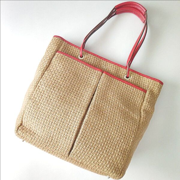 『ANYA HINDMARCH』アニヤハインドマーチ ジュート 大容量 トートバッグ かご レザー ハンドバッグ 大きい 軽量
