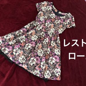 ★レストローズ L‘EST ROSE 姫系花柄ワンピース★Mサイズ ひざ丈 半袖ワンピース
