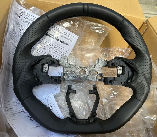 KENSTYLEケンスタイルオリジナルステアリングHB01 ホンダ S660(JW5) オールブラックレザー3ヶ月使用その他部品