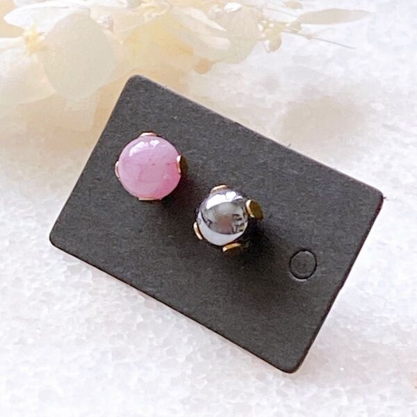 片耳ピアス 2個 一粒ピアス 天然石 サージカルステンレス