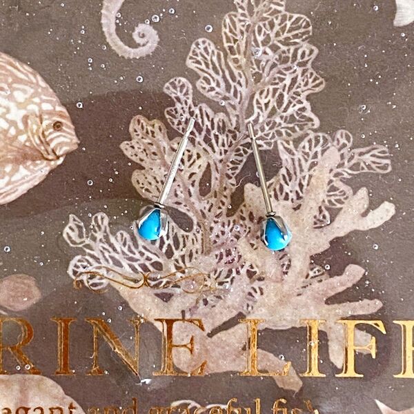 小さなターコイズ 3mm 一粒ピアス 天然石 サージカルステンレス