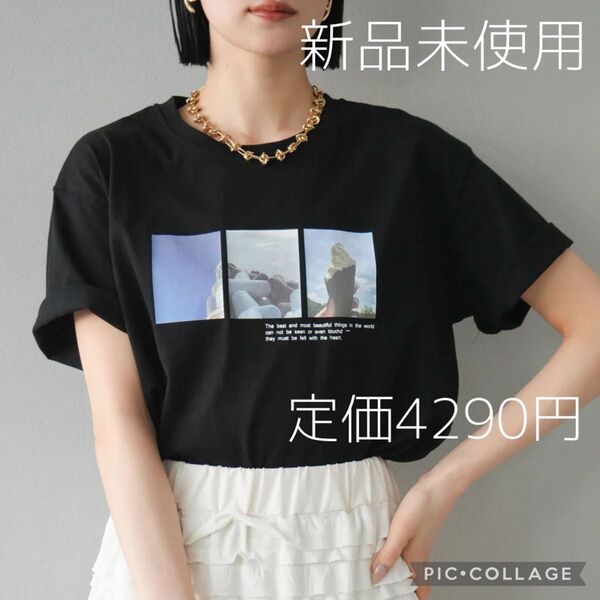 【SALE】Lumier リュミエ 新品 コラージュフォトTシャツ ブラック