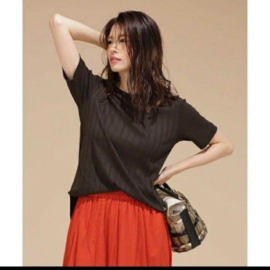 Anti Soaked RIBバックボタンTシャツnano universe 汗染み防止