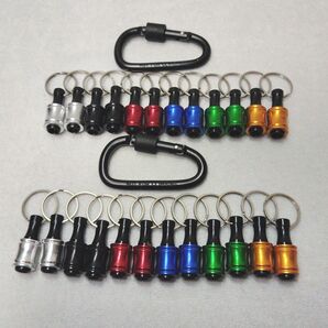 ビットホルダー ソケットホルダー キーホルダー型 カラビナ 6色セット大量24個 工具 インパクトドライバー ワンタッチ カラビナ