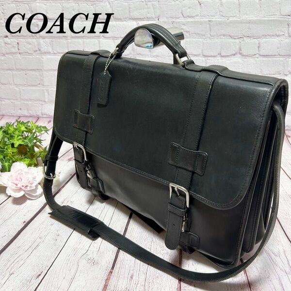 COACH オールドコーチ メンズ ビジネスバッグ ショルダーバッグ コーチ レザー 2Way 斜め掛け ブラック