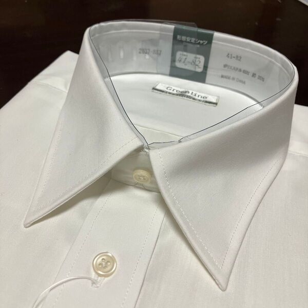 GreenLine 形態安定長袖白無地ワイシャツ L(41-82) レギュラーカラー