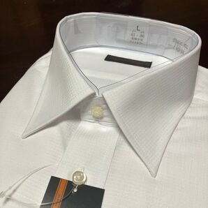 JOURNAL WORKS 形態安定ワイシャツ L(41-86) 白織柄 レギュラーカラー