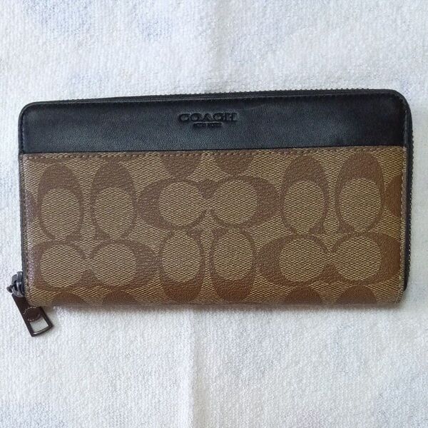 【美品】COACH 長財布 ブラウン シグネチャー