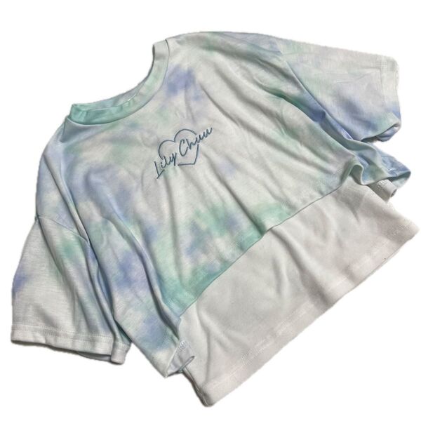 150cm Lily Chuu トップス tシャツ 半袖 ドッキング キッズ 女の子 マーブル