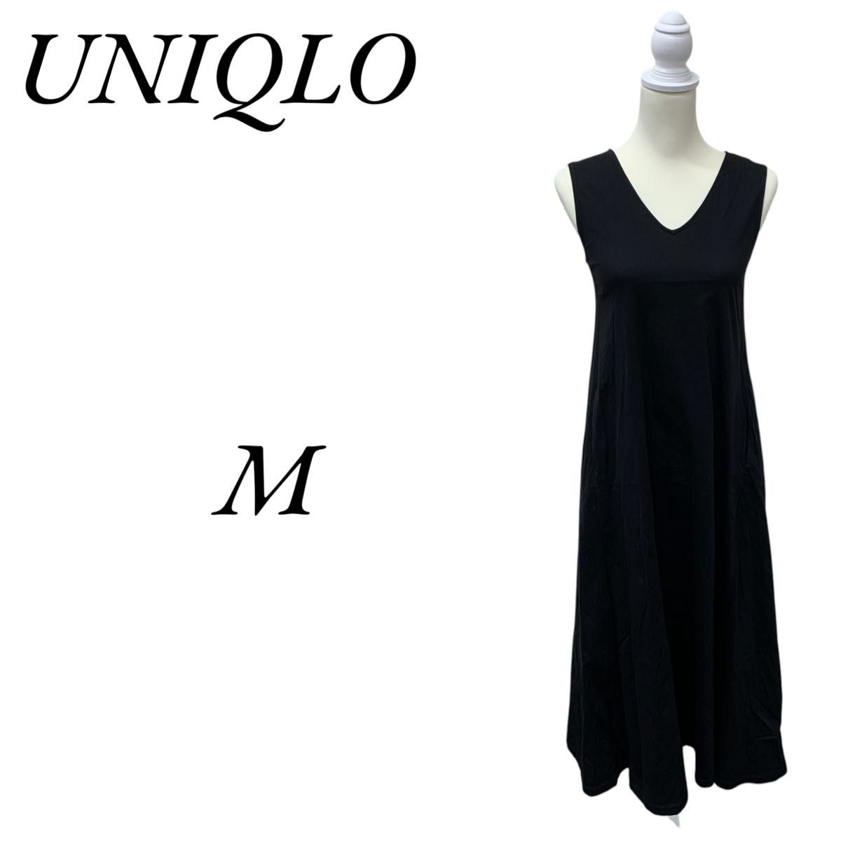 UNIQLO ユニクロ ブラック ノースリーブ カットソーワンピース M