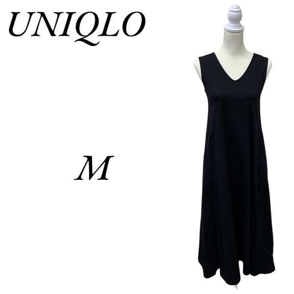 UNIQLO ユニクロ ブラック ノースリーブ カットソーワンピース M