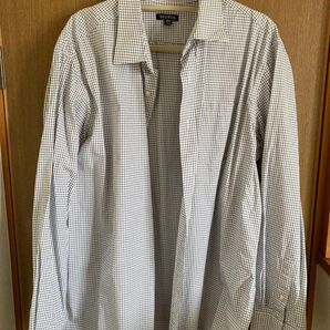 GEORGE 長袖シャツ チェック柄 メンズ XL ホワイト×ネイビー US古着