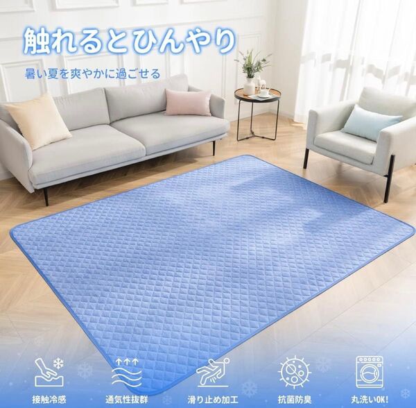Ashler 3枚セット夏用ラグ カーペット 接触冷感 抗菌防臭 防ダニ 滑り止め付き 洗える 速乾性 135×190cm が3枚
