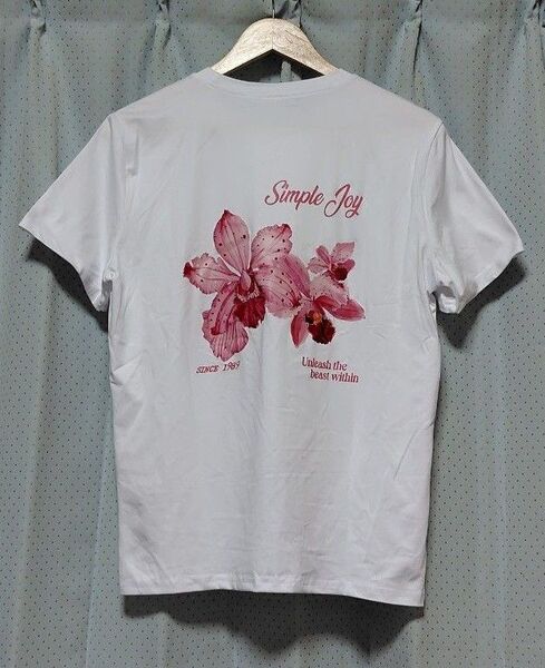 【新品】レディース向き 半袖Tシャツ/カットソー/ビーチウェア サイズL (メンズはS相当) ホワイト ※お値引き歓迎 No.71