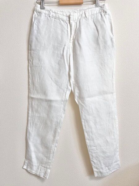 無印良品 フレンチリネンクロップドパンツ 白/オフホワイト 64