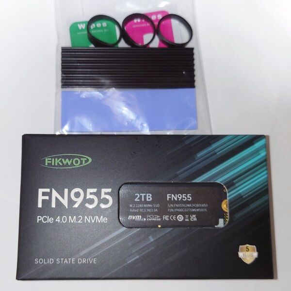 【新品】2TB Fikwot FN955 NVMe M.2 SSD 7350MB/s PS5対応 ヒートシンク付き