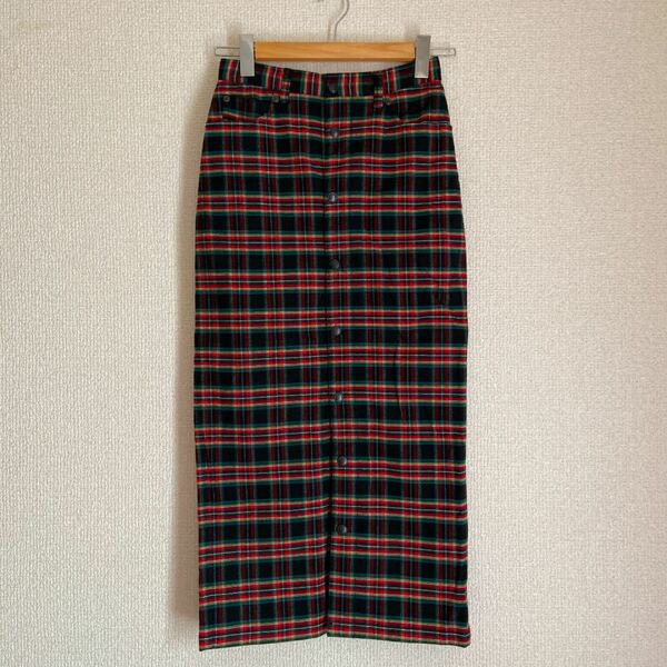 xgirl PLAID BUTTON-FRONT SKIRT チェックスカート