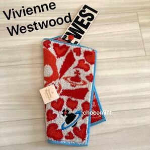 新品★Vivienne Westwoodヴィヴィアンウエストウッド★ハート オーヴ刺繍 スカルデザイン タオルハンカチ♪ミニタオル