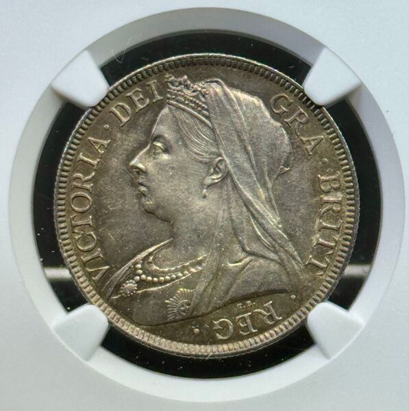 1897年 ヴィクトリア ベールヘッド 1/2クラウン 銀貨 NGC MS63 イギリス ロイヤルミント ハーフ ヴェール