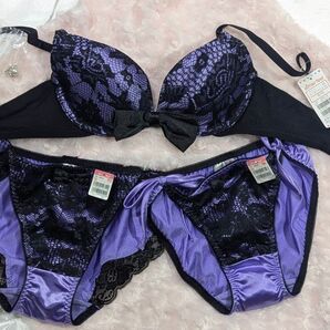 エメフィール 3点セット aimerfeel サテン ブラジャー ショーツ テカテカ M パンティ