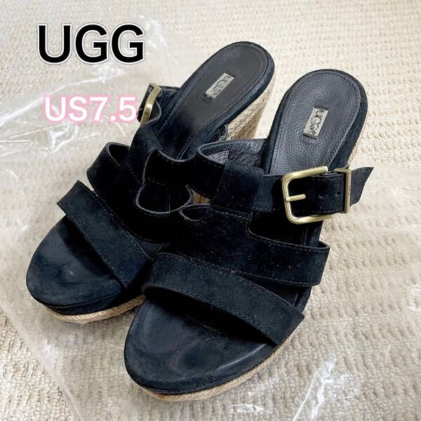 24cm UGG HEDY ウェッジソールサンダル ブラック