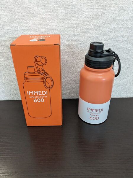 ステンレスボトル 600ml オレンジ 保冷 保温 IMMEDI BOTTLE 氷が入れやすい 洗いやすい 広口 直飲み
