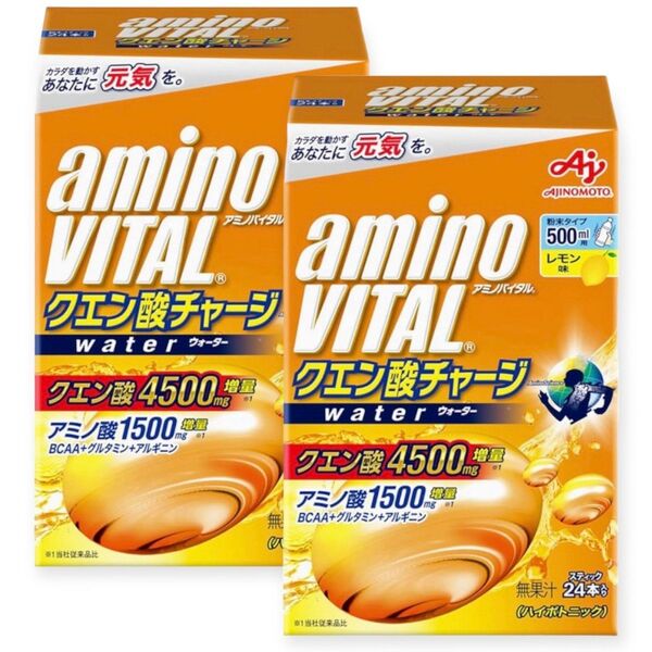 2袋 アミノバイタル クエン酸チャージ レモン味 24本入×2 クエン酸 4500mg BCAA 賞味期限2026.8月 外箱なし