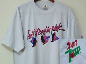 デッドストック USA製 80s ビンテージ 7UP セブンアップ ドリンク メンズ Tシャツ US- XL サイズ / ノベルティ 企業物 アドバタイジング