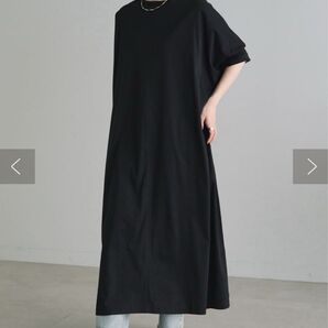 ピュアルセシン 両面シルケット袖リブワンピース 黒