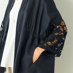 新品 ビアズリー 袖レースリネン羽織
