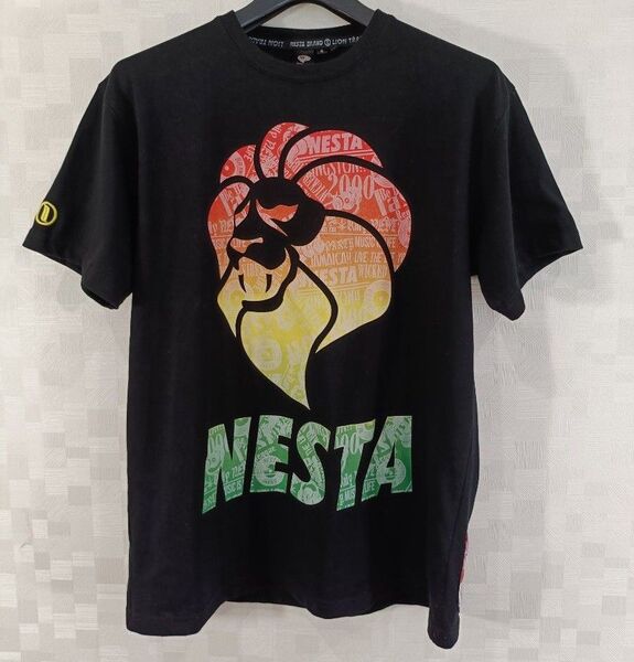 古着 NESTA ネスタブランド ビックロゴ 半袖Tシャツ ブラック黒 美品 XL ストリート