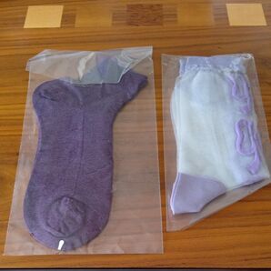 ソックス 靴下 2点セット パープル系 夏用 23〜24cm シースルー ラベンダー