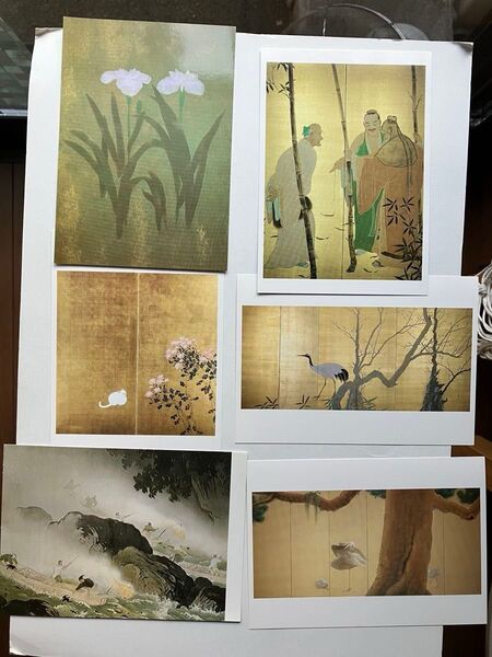 絵はがき ポストカード 日本画 名画 巨匠 屏風絵 6枚セット 川合玉堂 下村観山 菱田春草 木村武山 徳岡神泉 足立美術館