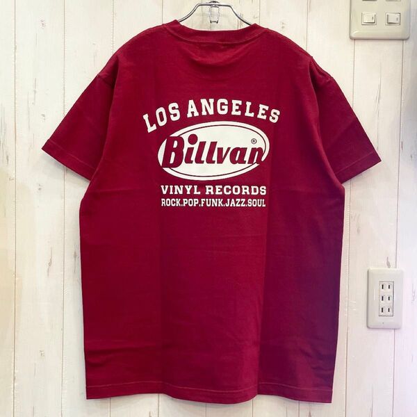 新品 タグ付き BILLVAN ビルバン アメリカンスタンダード プリントTシャツ バーガンディー Lサイズ アメカジ 赤