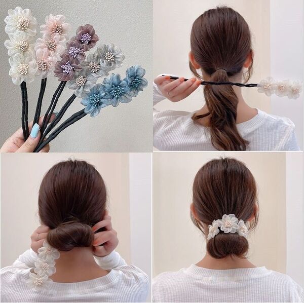 1本 ヘアバンド ヘアアクセサリー ヘアピン ヘアクリップ ヘアゴム お団子ヘアアレンジ 可愛い 花型 ヘアまとめ まとめ髪