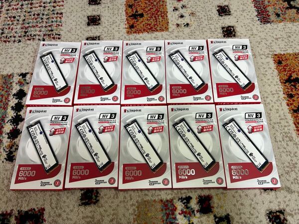 KINGSTON NV3 PCIe4.0 M.2 2280NVMeSSD内蔵ハードドライブ1TB最大6000Mb/s 10個セット