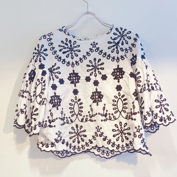 ZARA ザラ 刺繍 ブラウス シャツ 美品 トップス 綿 カットソー