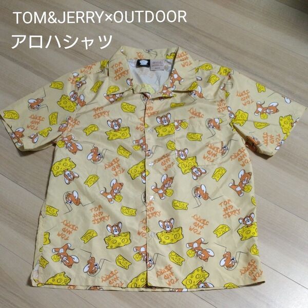TOM&JERRY×OUTDOOR アロハシャツ 総柄オープンカラー(開襟)シャツ