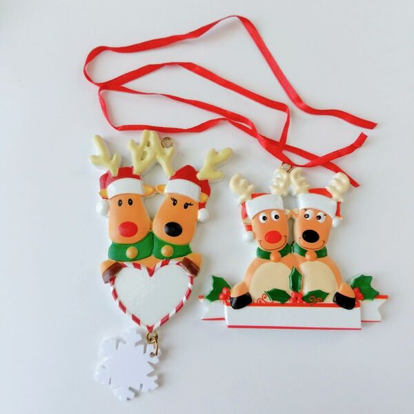 クリスマスオーナメント 2個セット トナカイファミリー ファミリー 鹿 かわいい クリスマスツリーデコレーション