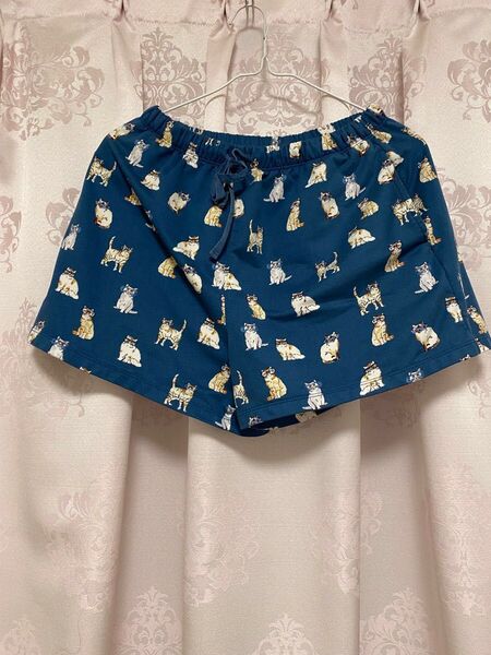 【週末セール】Mサイズ Paul & JOE ユニクロコラボ商品 猫 ショートパンツ ルームウェア ネイビー ネコ ねこ